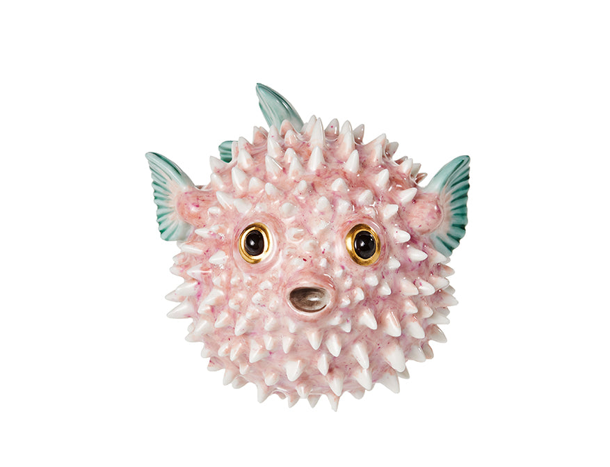 Igelfisch rosa handbemalt und glasiert