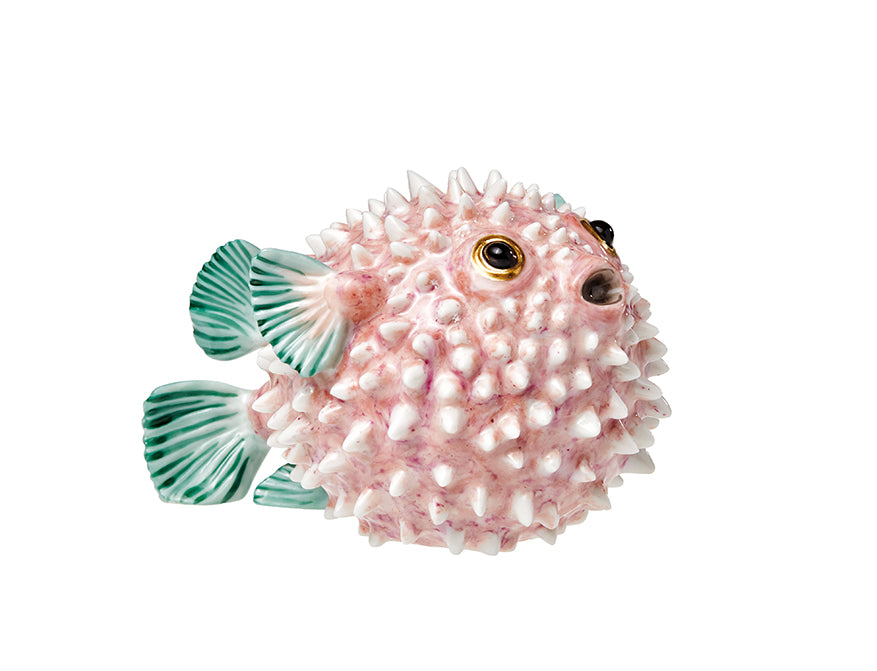 Igelfisch rosa handbemalt und glasiert