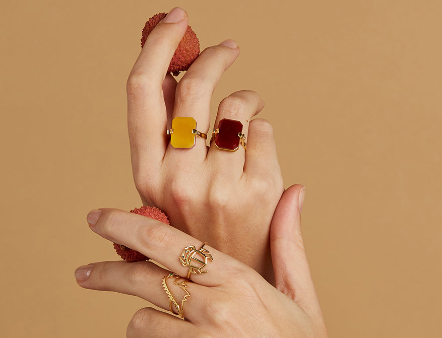 Ring Sandwich Pink Opal Yellow Jade von Aliita