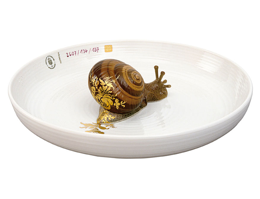 Tierschale Schnecke Biskuitporzellan handbemalt und glasiert