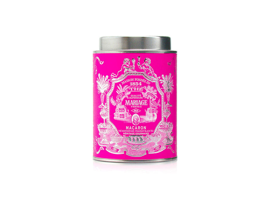 Schwarzer Tee Macaron von Mariage Frères in hübscher neonpinkfarbener Dose