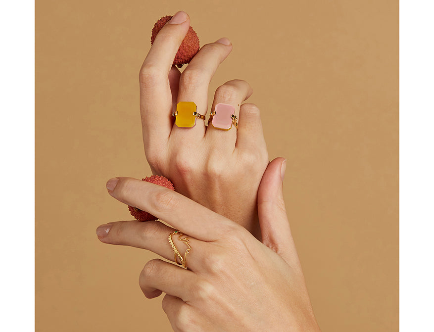 Ring Sandwich Pink Opal Yellow Jade von Aliita
